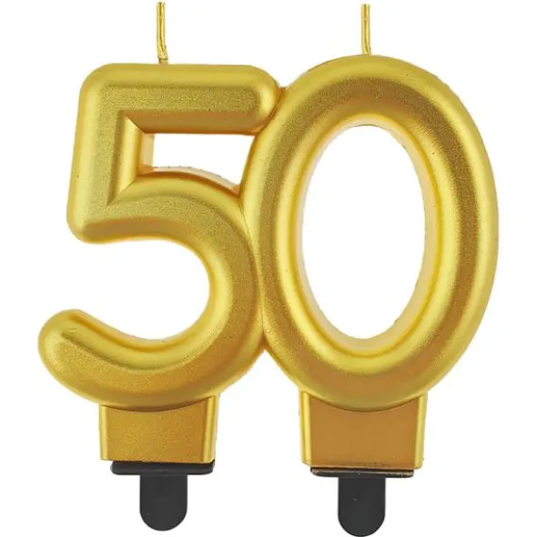 Tårtljus 50 Metallic Guld