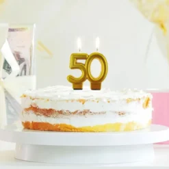 Tårtljus 50 Metallic Guld