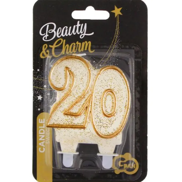 Tårtljus 20 år Glitter