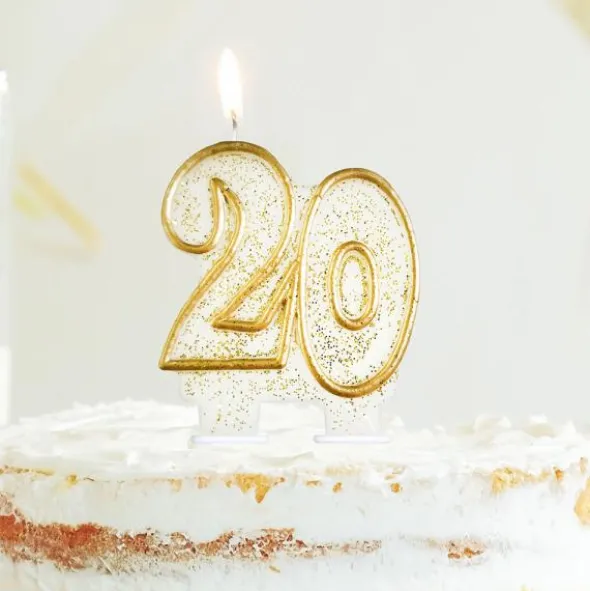 Tårtljus 20 år Glitter
