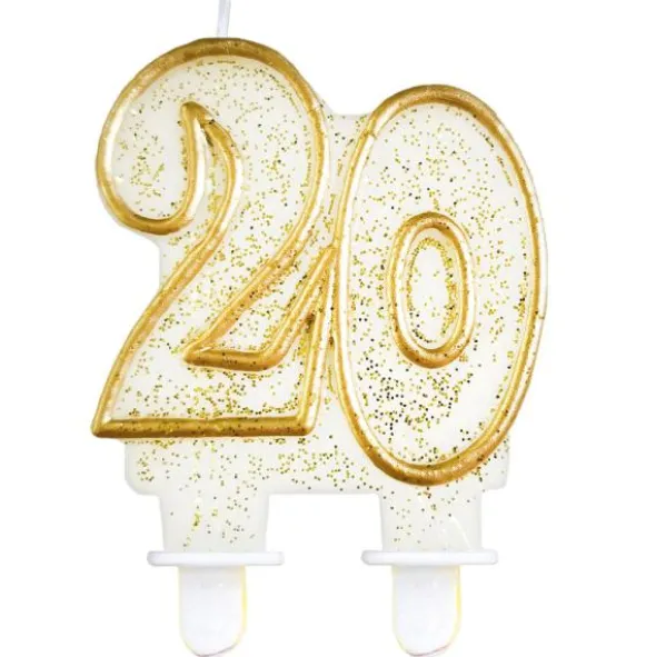 Tårtljus 20 år Glitter