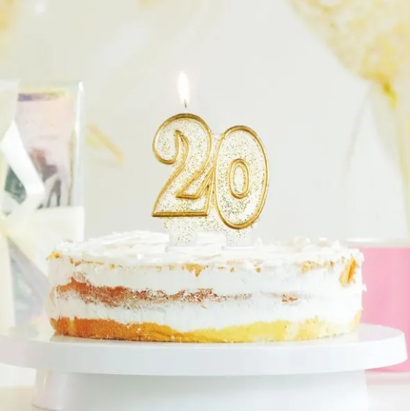 Tårtljus 20 år Glitter