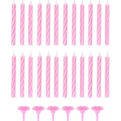 Tårtljus Spiral Rosa med Hållare
