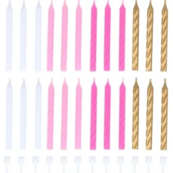 Tårtljus Spiral Vit/Rosa/Guld