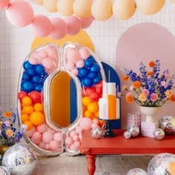 Uppblåsbar Ballongram Siffra Silver (Siffra 0)