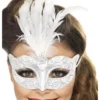 Venetiansk Silver Mask med Glitter