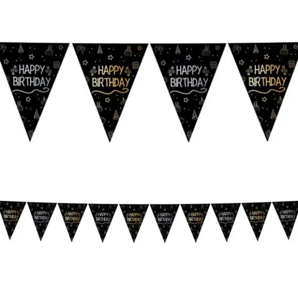 Vimpelgirlang Happy Birthday Svart