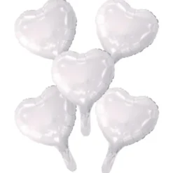 Vita Hjärtballonger Folie 5-pack