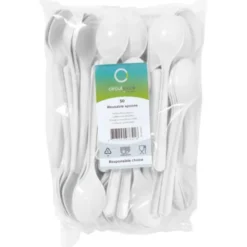 Vita Återanvändbara Plastskedar 50-pack