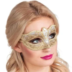 Vit och Guld Mask med Gulddetaljer