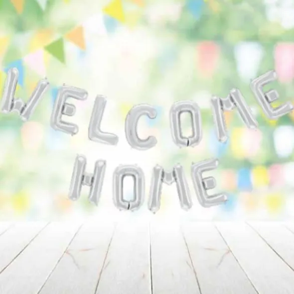 Welcome Home Bokstavsballonger Silver